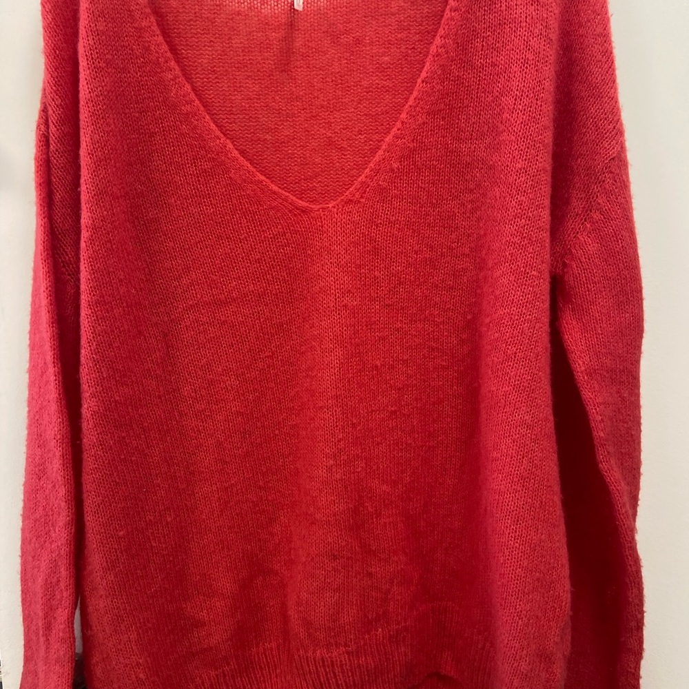 Free People coral Medium V-Neck Women's Sweater